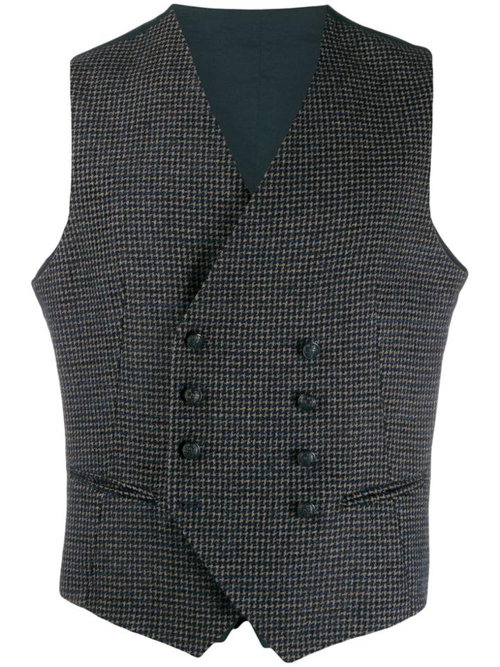 Tagliatore Houndstooth Double-breasted Waistcoat - Blue