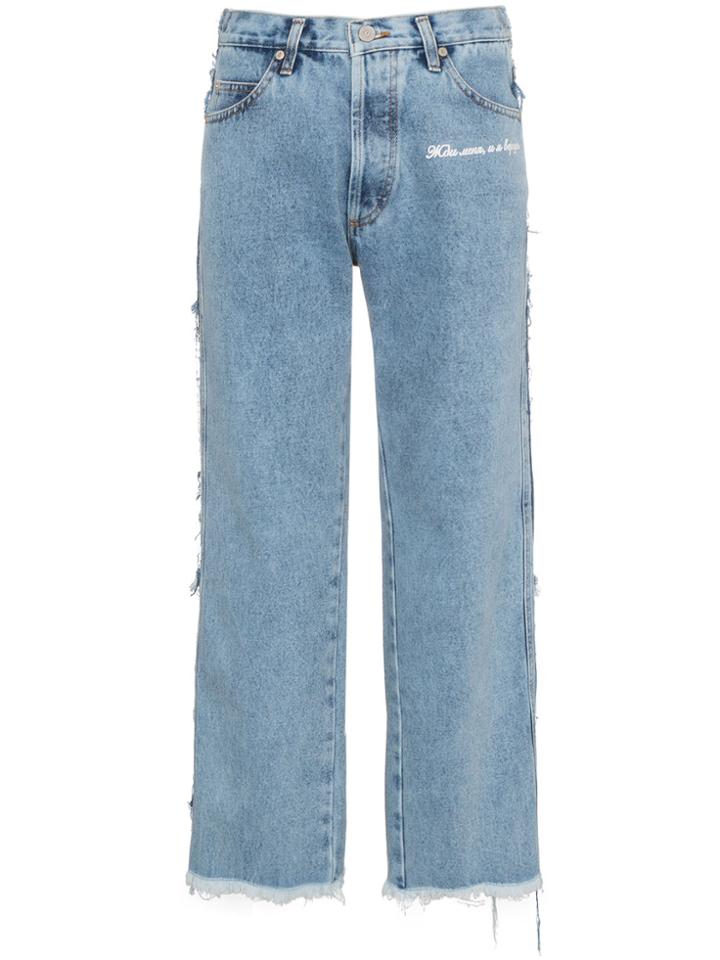 Natasha Zinko Mid Rise Straight Leg Frayed Jeans - Blue