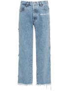 Natasha Zinko Mid Rise Straight Leg Frayed Jeans - Blue