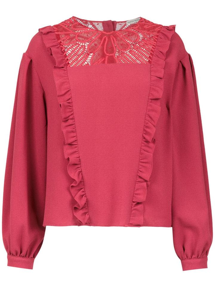 Martha Medeiros Long Sleeved Crepe Top - Red