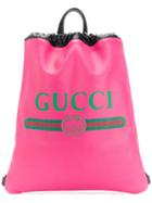 Gucci Gucci Logo Printed Backpack - Pink & Purple