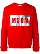 Msgm Logo Print Sweatshirt, Men's, Size: Xl, Red, Cotton