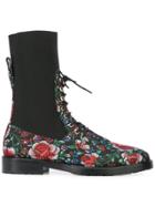 Leandra Medine Floral Lace-up Boots - Black