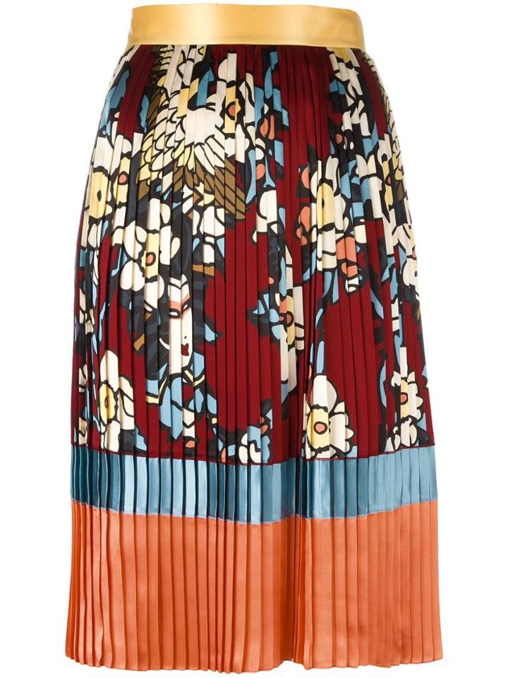 Dsquared2 'cherry Blossom' Pleated Mid-length Skirt
