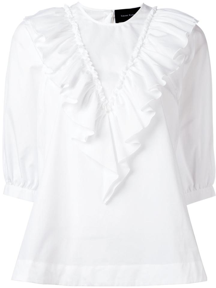Simone Rocha - Ruffled Blouse - Women - Cotton - 8, White, Cotton