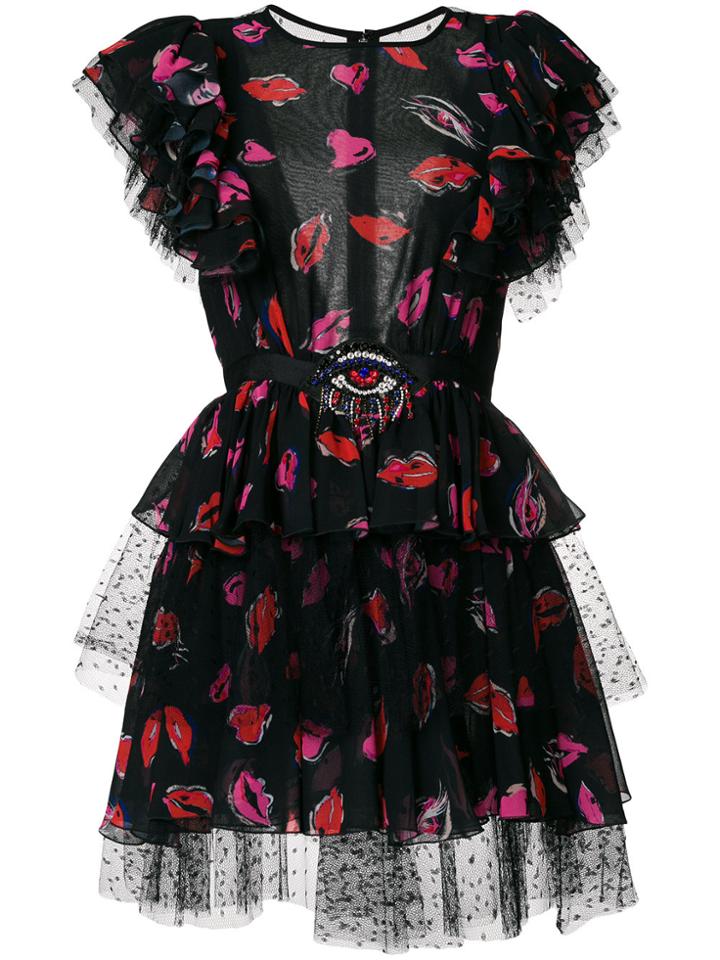 Msgm Layered Tulle Mini Dress - Black