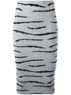 Zoe Karssen Tiger Print Pencil Skirt, Women's, Size: Xs, Grey, Lyocell/spandex/elastane