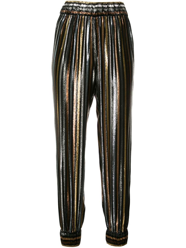 Haney Colette Striped Trousers, Women's, Size: 2, Black, Silk/polyester