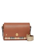 Burberry Leather And Vintage Check Note Crossbody Bag - Brown