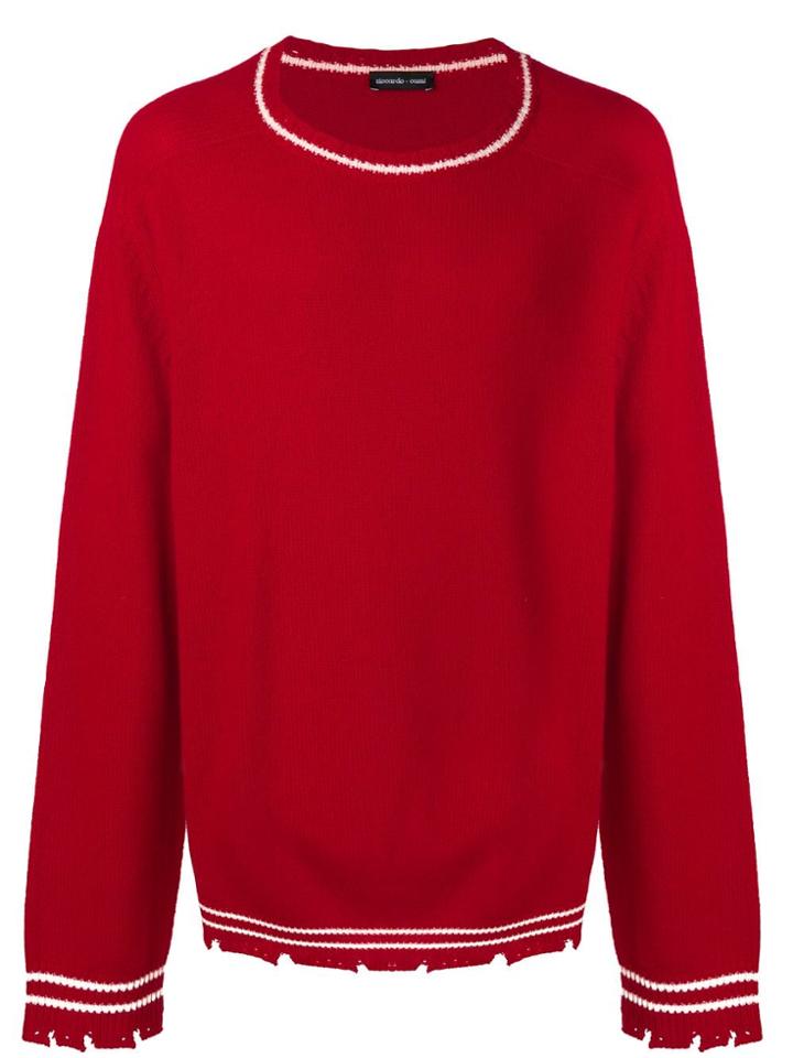 Riccardo Comi Stripe Trim Jumper - Red