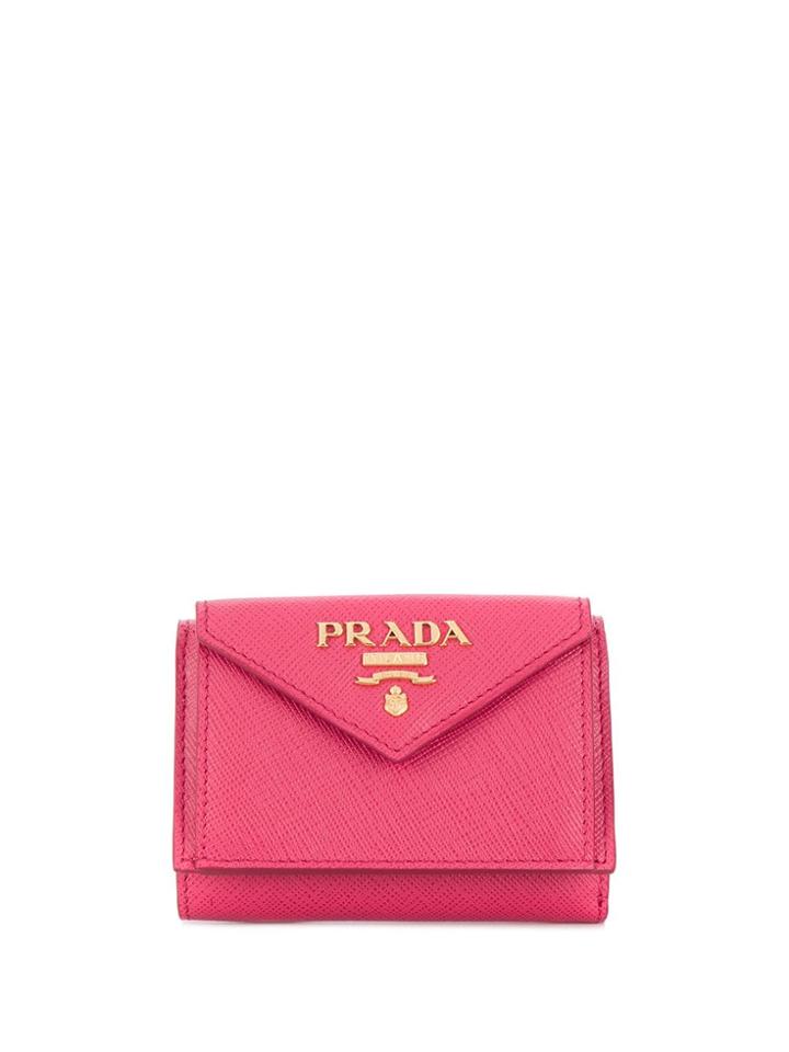 Prada Saffiano Leather Envelope Style Wallet - Pink