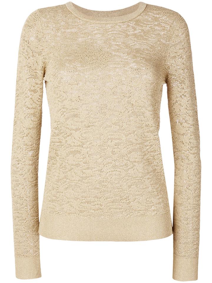 Michael Michael Kors - Metallic Jacquard Jumper - Women - Nylon/polyester/viscose/metallic Fibre - L, Nude/neutrals, Nylon/polyester/viscose/metallic Fibre