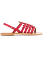 K. Jacques Open Toe Cage Sandals - Red