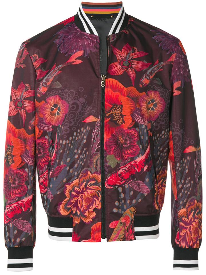 Paul Smith Ocean Print Bomber Jacket - Red