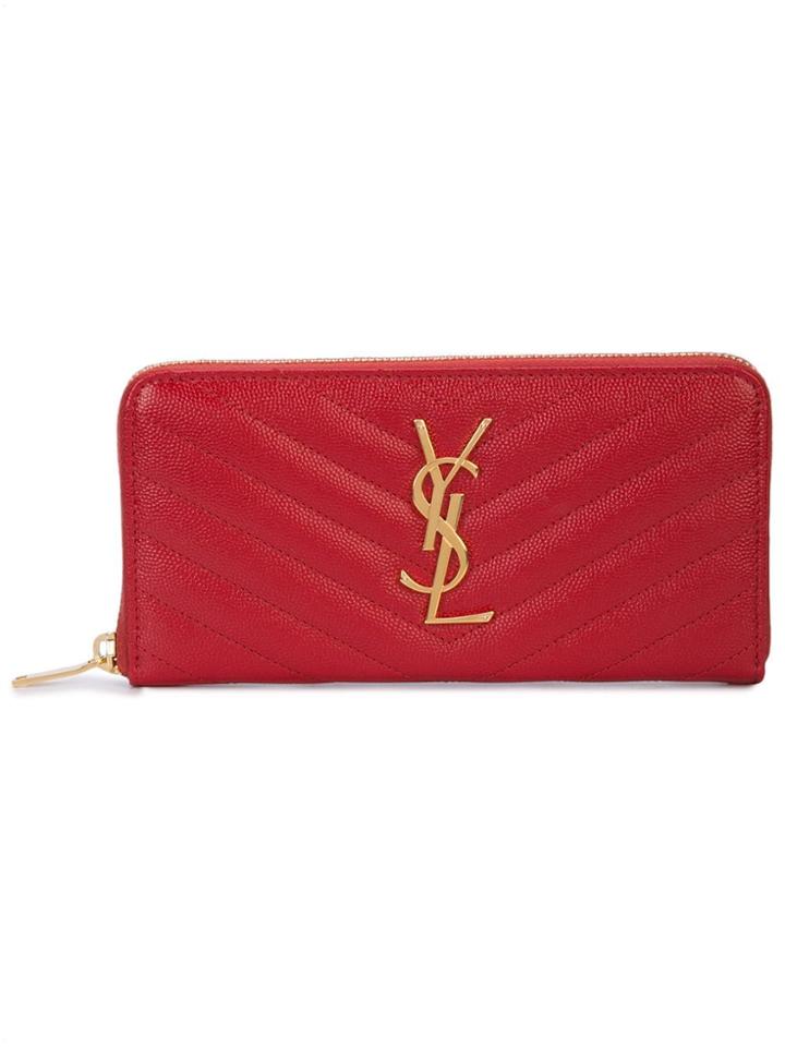 Saint Laurent Monogram Zip-around Wallet - Red