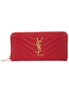 Saint Laurent Monogram Zip-around Wallet - Red