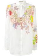 Etro Floral Print Blouse, Women's, Size: 44, White, Cotton/silk