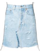 Forte Dei Marmi Couture Distressed Denim Skirt - Blue