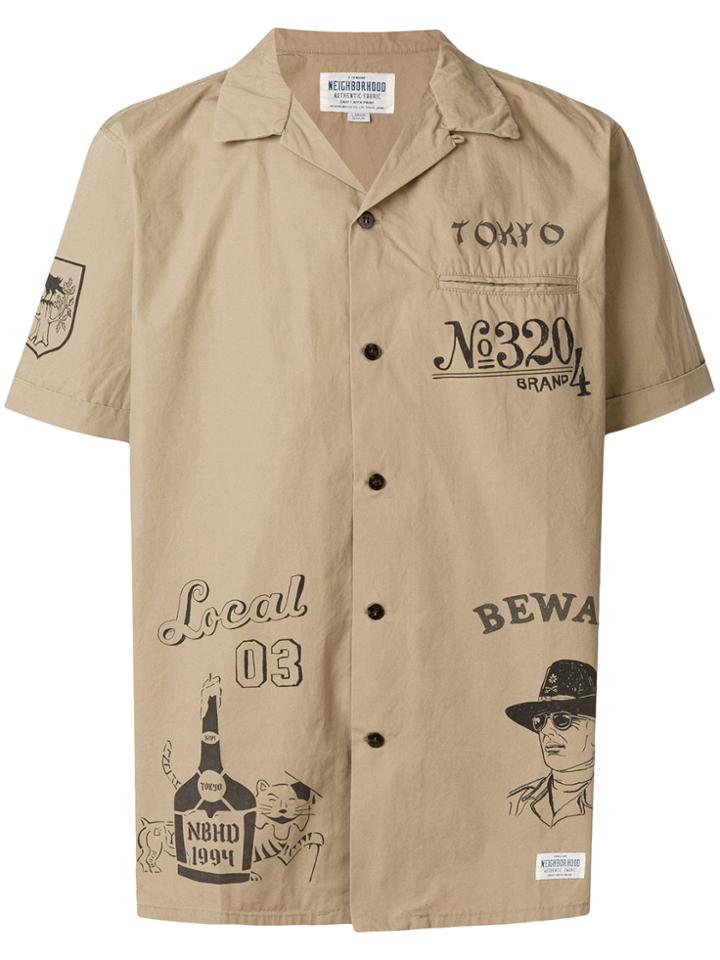 Neighborhood Print Boxy Shirt - Nude & Neutrals
