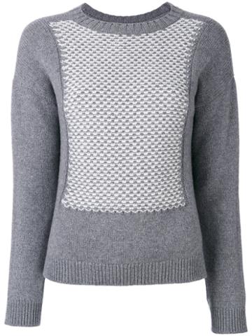 Edamame London - Textured Bib Front Jumper - Women - Cashmere/wool - 3, Women's, Grey, Cashmere/wool
