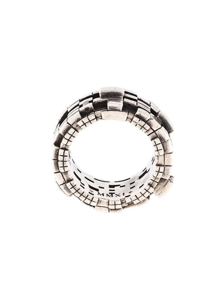 John Brevard Undulating Cube Diamond Ring, Adult Unisex, Size: 7 1/2, Metallic, Sterling Silver/diamond