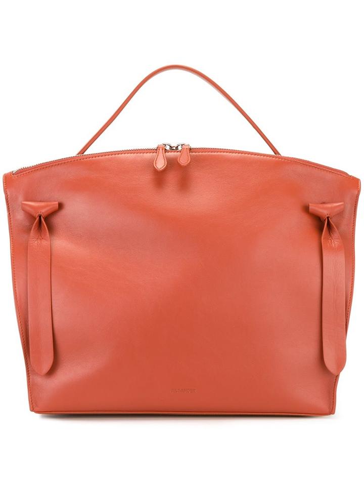 Jil Sander Zipped Tote, Women's, Yellow/orange, Calf Leather