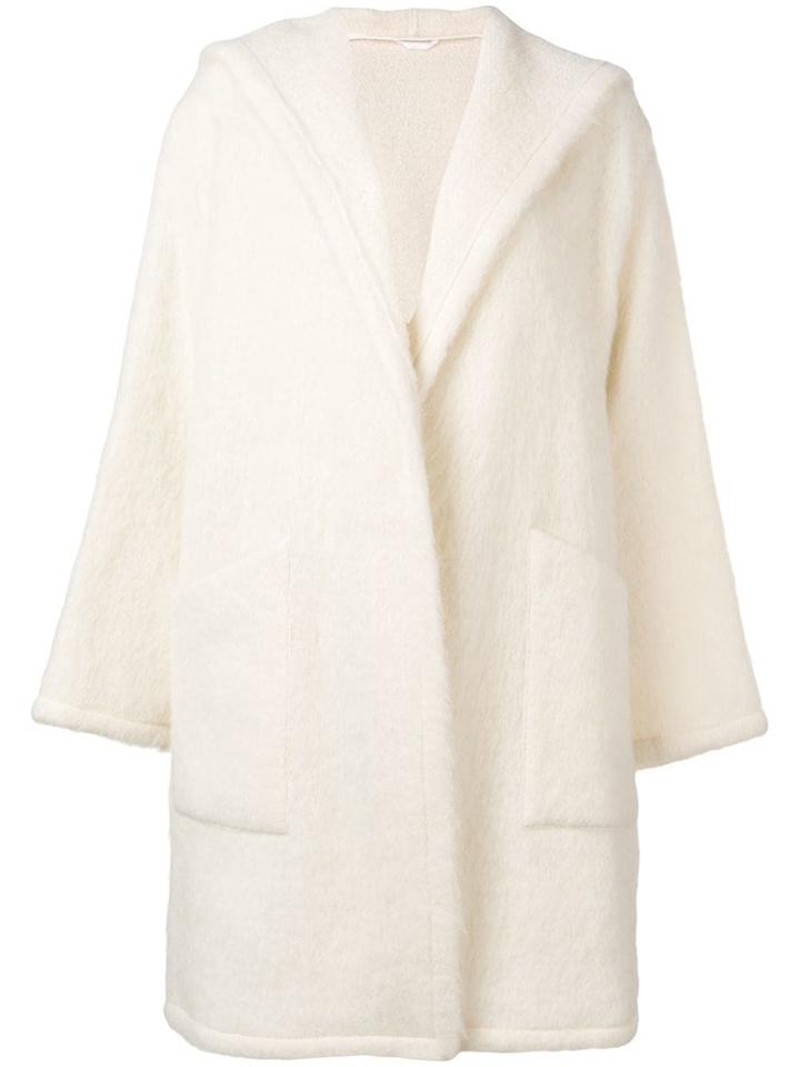Closed Hooded Coat - White