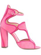 Monique Lhuillier Buckled Chunky High Heel Sandals