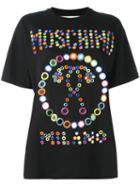 Moschino Mirror Embroidered T-shirt, Women's, Size: Medium, Black, Cotton