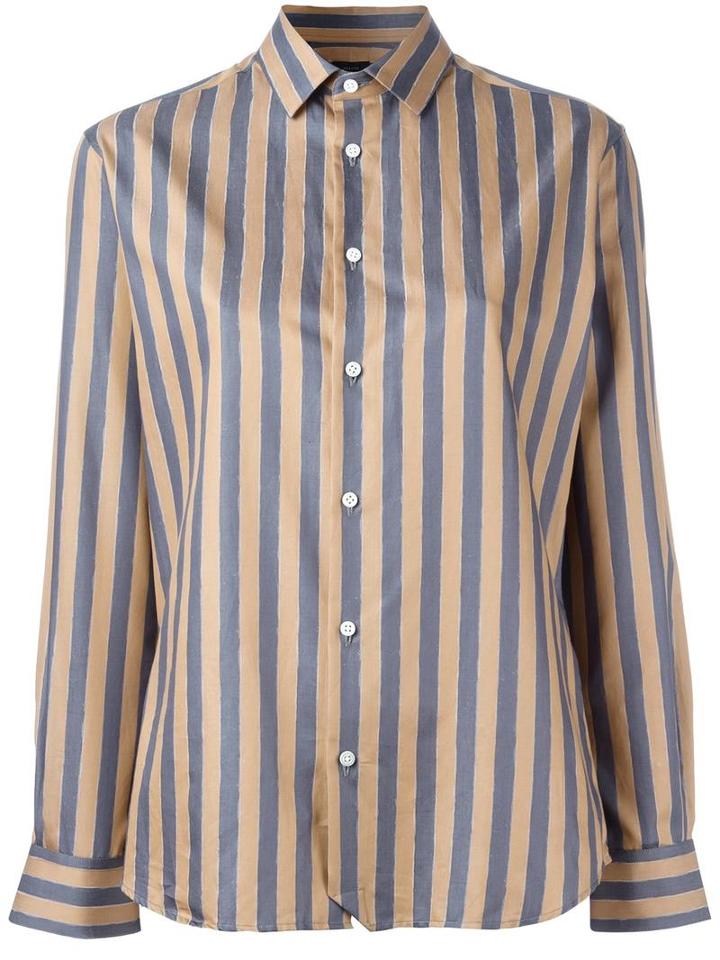 Joseph Striped Button Down Shirt, Women's, Size: 40, Nude/neutrals, Cotton