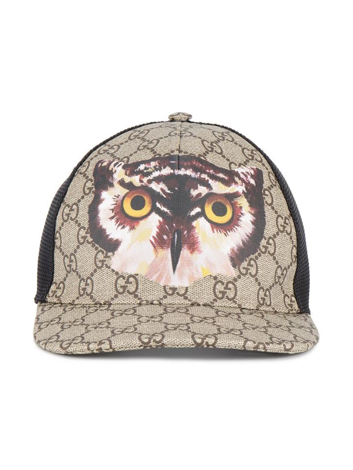 Gucci Owl Print Gg Supreme Baseball Hat - Brown