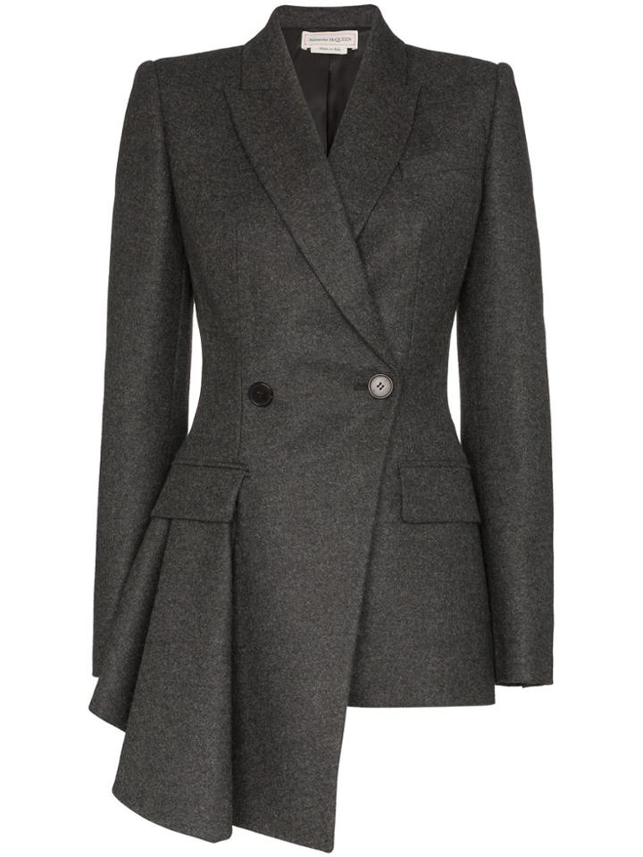 Alexander Mcqueen Asymmetric Tailored Jacket - Grey