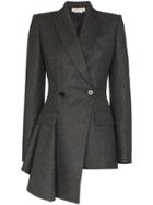 Alexander Mcqueen Asymmetric Tailored Jacket - Grey