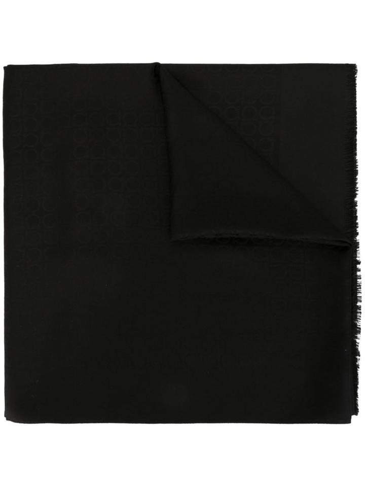 Salvatore Ferragamo - Gancio Print Scarf - Women - Silk/wool - One Size, Black, Silk/wool