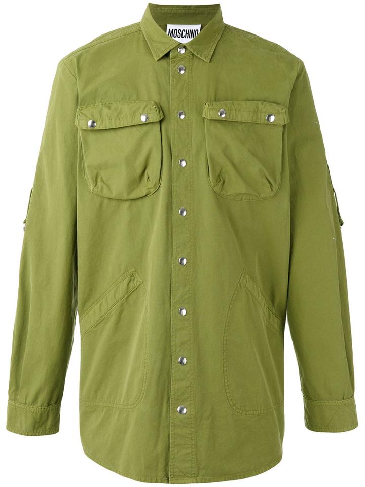 Moschino - Embroidered Back Shirt - Men - Cotton - 39, Green, Cotton