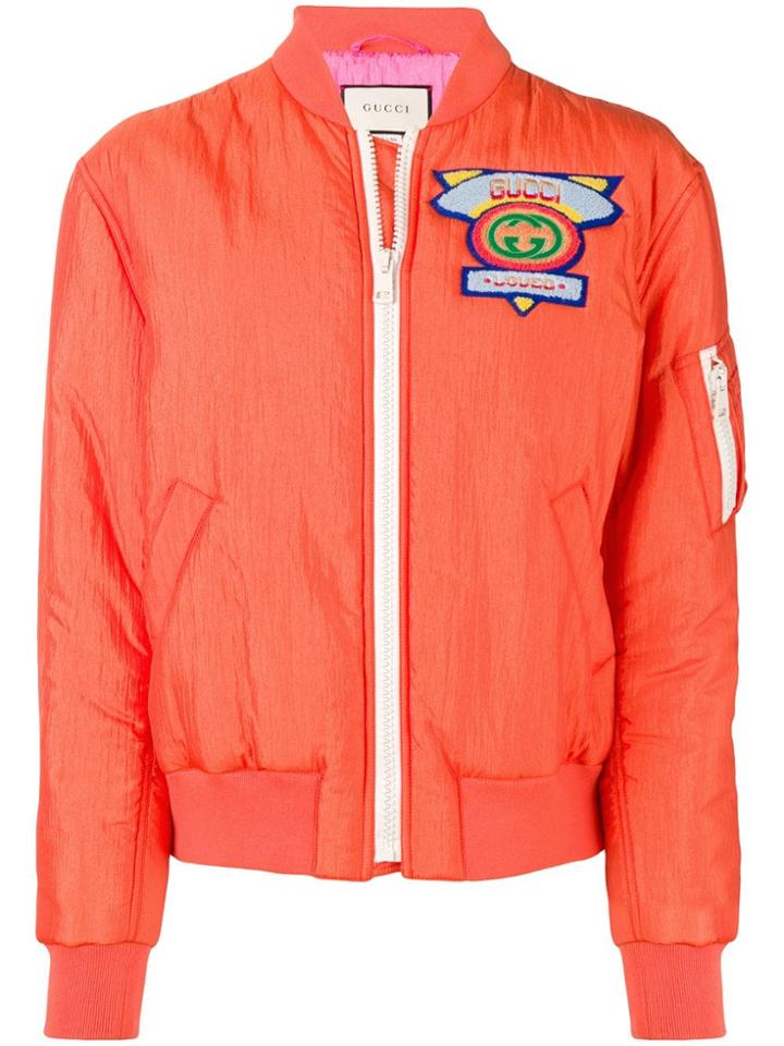 Gucci Textured Bomber Jacket - Orange