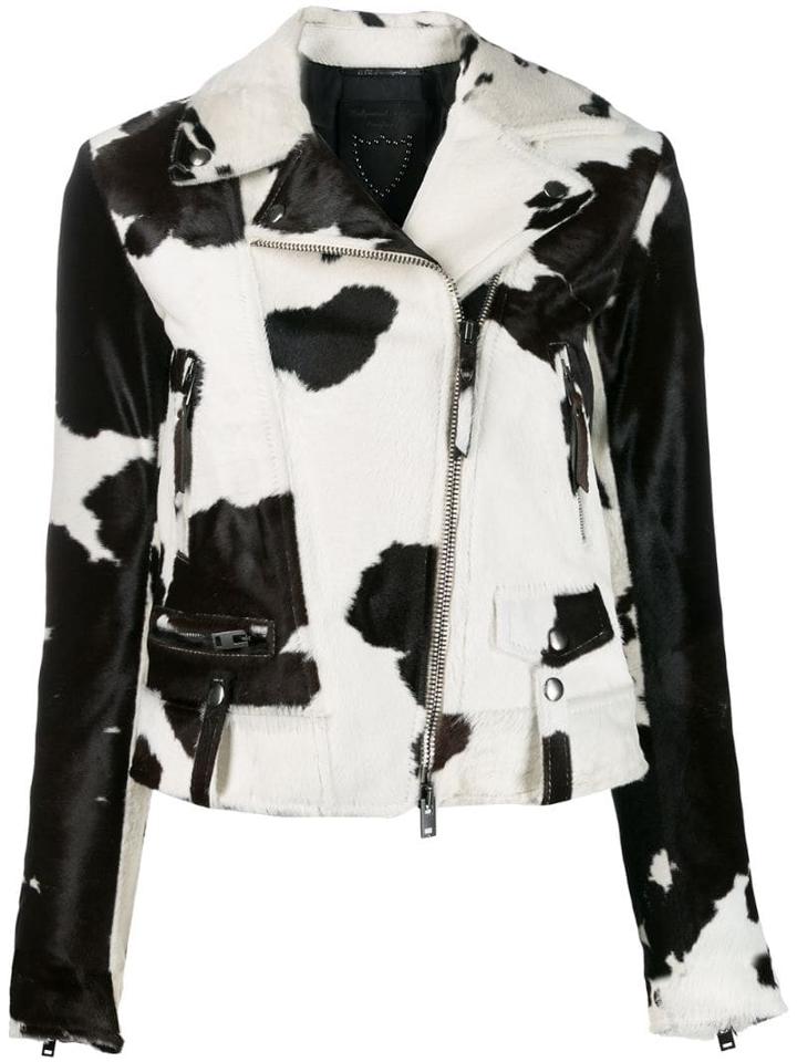 Htc Los Angeles Animal Print Biker Jacket - White