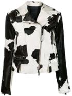 Htc Los Angeles Animal Print Biker Jacket - White