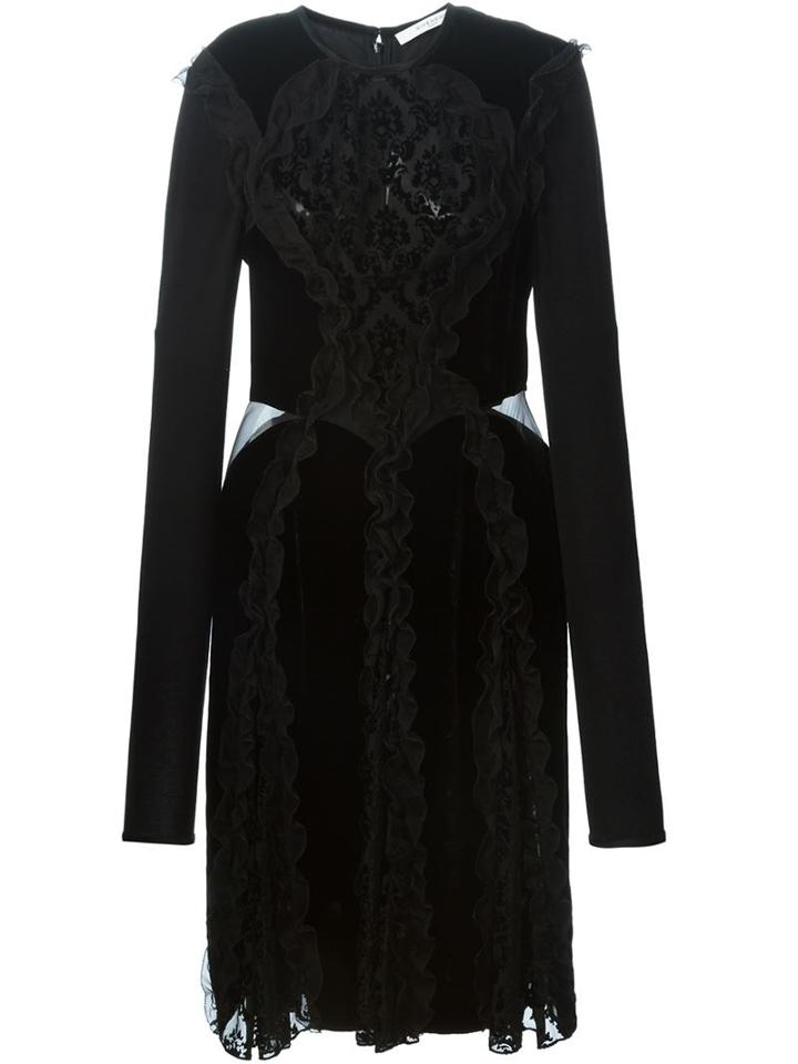 Givenchy Baroque Patterned Velour Dress, Women's, Size: 38, Black, Viscose/silk