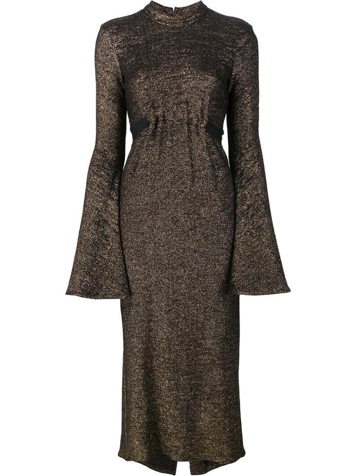 Ellery Bell Sleeve Metallic Dress, Women's, Size: 14, Black, Modal/viscose/metal