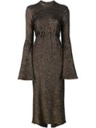 Ellery Bell Sleeve Metallic Dress, Women's, Size: 14, Black, Modal/viscose/metal