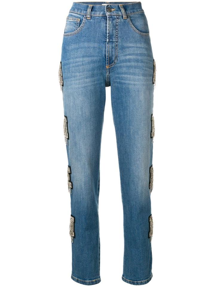 Amen Embellished Detail Jeans - Blue