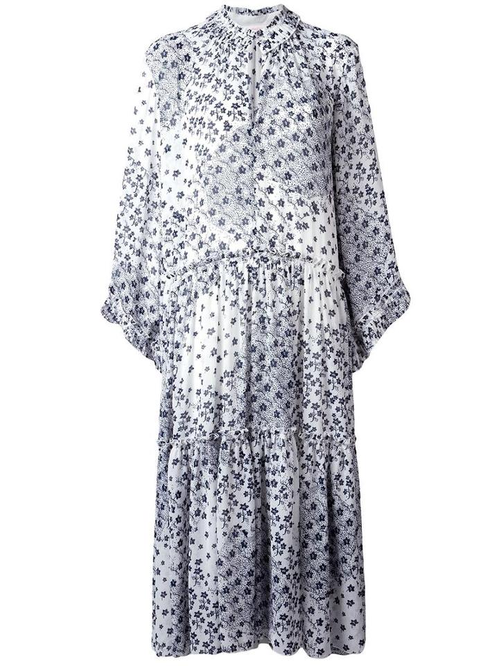 See By Chloé Floral Print Maxi Dress, Women's, Size: 38, White, Polyester/viscose/cotton