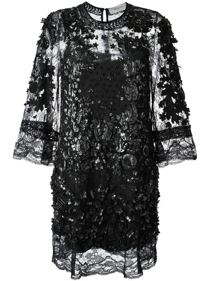 Amen Embellished Dress, Women's, Size: 42, Black, Polyamide/polyester/polyurethane/glass