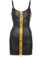 Heron Preston Handle With Care Zip Front Mini Dress - Black