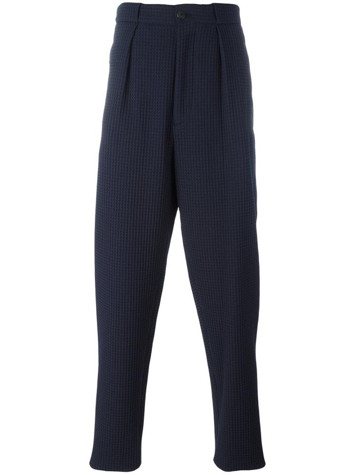 Giorgio Armani Tailored Zip-pocket Trousers, Men's, Size: 50, Blue, Viscose/nylon/spandex/elastane/cotton