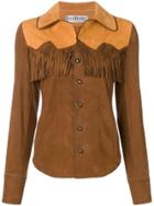 Jessie Western Leather Western Shirt - Brown