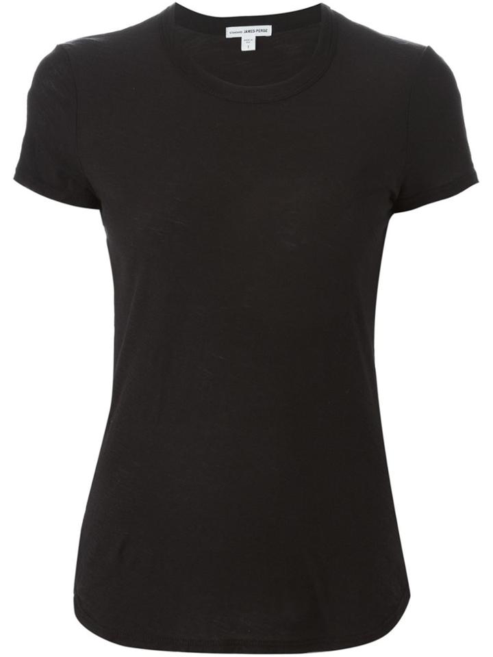 James Perse Sheer Slub Crew Neck Top - Black