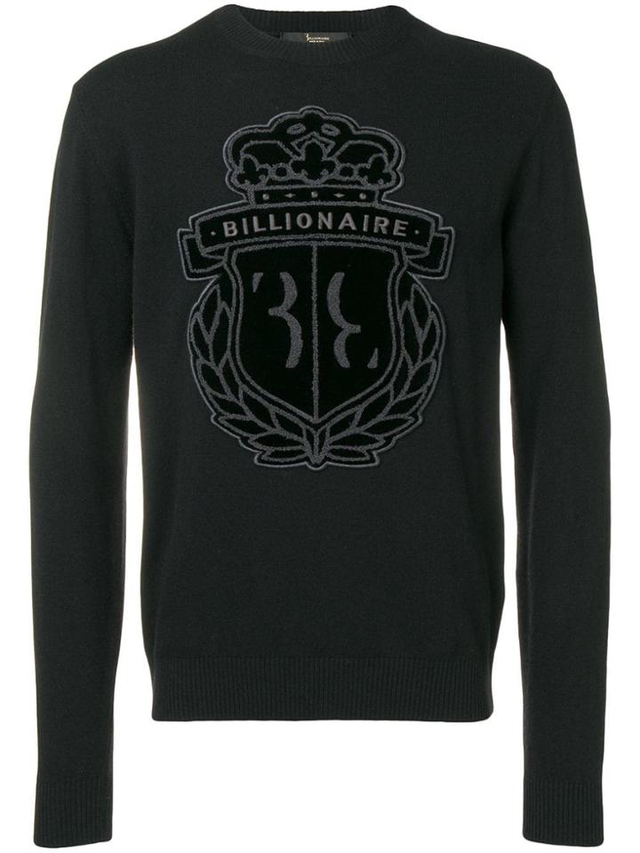 Billionaire Logo Patch Sweater - Black