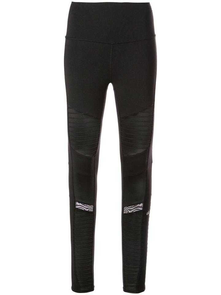 Alo Ribbed Panels Sports Leggings - Black